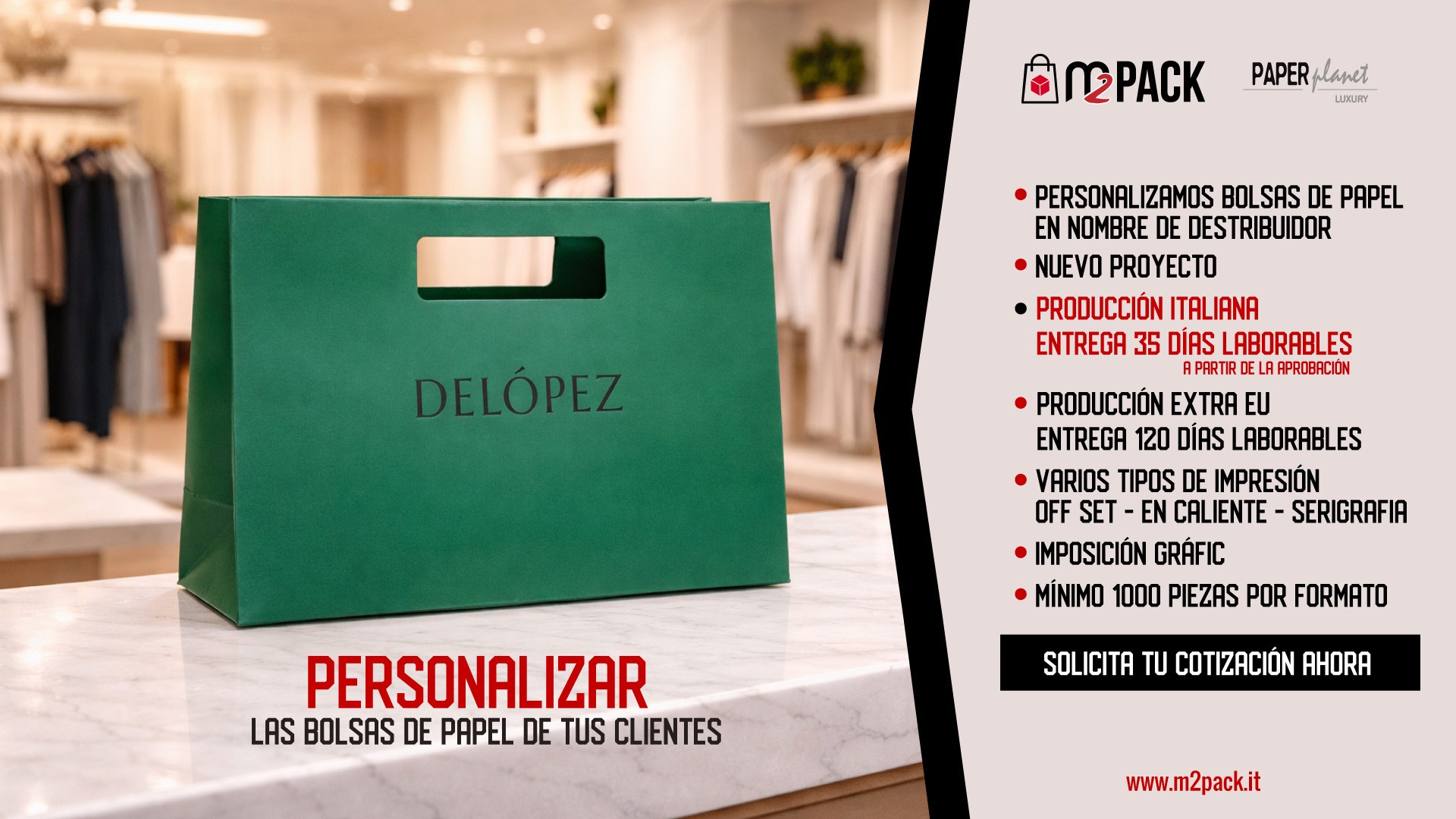 Personalizamos las bolsas de papel de tus clientes