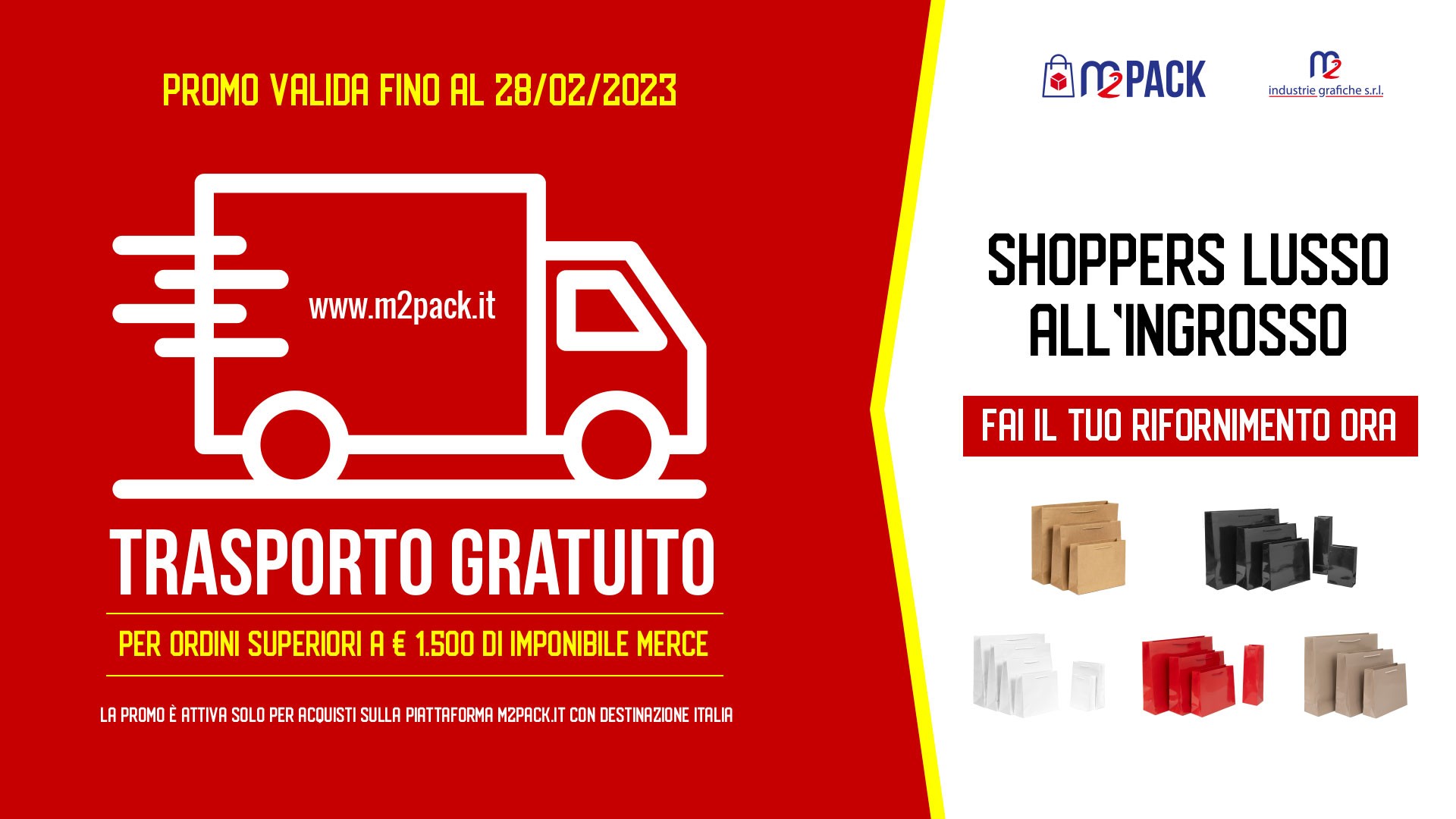 PROMO TRASPORTO GRATUITO SHOPPERS LUSSO ALL’INGROSSO